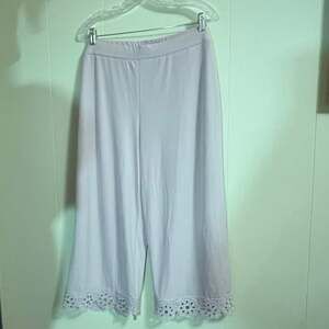 Susan Graver Tan Wide Legged Pants w/ Trim on Bottom XL NWOT